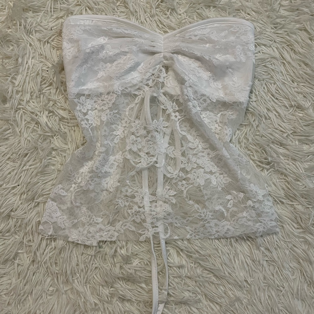 White half lace tube top